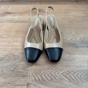 Stylish Beige and Black Slingback Heels